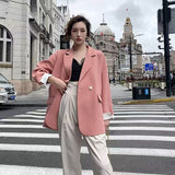 Toloer Jacket Female 2024 Spring And Autumn Net Red New Autumn Dress Korean Version Loose Suit Brown Blazer Jacket Female-Outfit