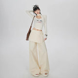 Hot Girl Bandage Dress Fake Two-piece Casual Wide-leg Pants Slimming Straight-leg Trousers-Outfit