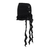 Toloer Lace Hollow Out Mesh Gauze Tight Onesie, Summer Hot Style Flounce Wrap Buttock Short Skirt Suit-Outfit