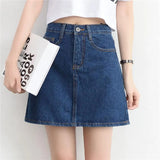 Spring And Summer 2024 Korean Fan Retro High Waist Show Thin Package Hip A-Line Denim Short Skirt Korean College Wind Solid Color Skirt-Outfit