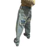 Blue Low-Rise Straight Tube Trousers Jeans Women's Small 2025 New