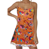 Women's Casual Chain Suspender Dress Fashion Sequined V-neck Backless A-line Short Dress-Outfit