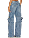 Toloer Style Advanced Sense Of Casual Jeans 2024 New Autumn Waist Long Straight Tube Cargo Pants Woman-Outfit
