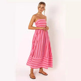Toloer Spring And Summer Striped Suspenders Open Back Big Clear Fresh Air