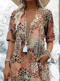New Printed Summer V-Neck Casual Holiday Bag Dress Home Clothes