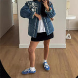 Long Sleeve Print Pocket Cotton Padded Jacket 2024 Women's Single Breasted Commuter Warm Jacket WQK 0-Outfit