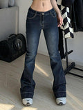 Washed Low Waist Flare Jeans-Outfit