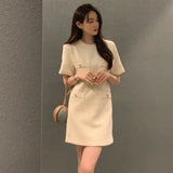 Toloer Chic Thin Tweed Small Short Sleeved Dress Female Summer New Royal Sister Small Sweet Wind Short Skirt-Outfit