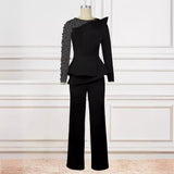 Designer's Stitched Nail Bead Jumpsuits Skinny Banquet Dresses For