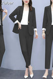Women Single Botton Work Blazer Suits Slim Loose Casual Pants Blazers Jackets With Trouser Two Pieces