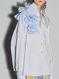 Toloer 2024, The New French Fashion Design Feeling Splicing Pleated Three-Dimensional Flowers Versatile Shirt Jacket Female-Outfit