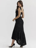 Lace Textured Strap Wrap Midi Dress-Outfit