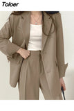Women Blazer Elegant Fashion Casual Solid Color All-match Turndown Collar Chic Classic Clothing Blazer Spring Autumn NEW