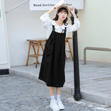 Toloer Department Strap Skirt Two Suits Female Autumn 2024 New Small Casual Temperament College Wind Dress-Outfit