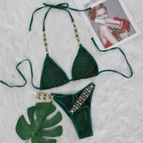 Toloer Hot Beach Vacation Bikini Crystal Diamond Women's Split Swimsuit