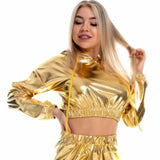 Leather Sexy Midriff-baring Long Sleeve