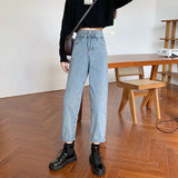 Toloer Jeans Female Autumn Loose Wide Leg Straight Leg Show Thin Large Size Fat Mm Harun Radish Dad Cigarette Pipe Pants-Outfit