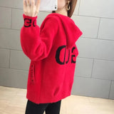 Mink Fleece Hooded Jacket Women Spring Autumn Korean Single Breasted Sweater Cardigan Female Casual Short Knitted
