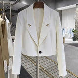 Jacket Women 2025 Spring And Autumn New Korean Version Of The Fashion White Ultra-Short One Buckle