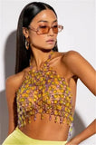 Toloer New Sexy Gem Splicing Open Back Vest