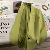 Toloer And Autumn Suit Jacket Female In 2024 Autumn New Avocado Color Net Red Fried Street Temperament Trend Casual Suit-Outfit
