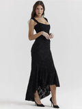 Lace Textured Strap Wrap Midi Dress-Outfit
