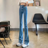 Toloer Women's Wear 2024 New Elastic High Waist Slim Show Thin Hot Girl Bell Bottoms Ins-Outfit