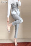 Set Women's Fashion Professional Elegant Business Casual Single Breasted Blazer Clothes Summer Autumn Spring