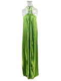 Party Long Dress Loose Backless Sleeveless Summer Long Dress A Line Laceup Halter Neck Sexy Silk Dresses Women Solid-Outfit