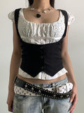 Button Down Strap Corset Top-Outfit