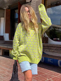 Collar Honey Sweater 2024 New Loose Temperament Versatile Plaid Head Round Collar Sweater-Outfit