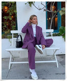 Solid Purple Office Ladies Jacket Outwear Fashion Autumn Spring Double Breasted Blazer Coat Za 2022 Women Outwear Abrigo