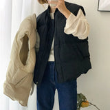 Baseball Collar Down Vest Female 2024 Winter New Fashion Vest Loose Solid Color White Duck Down Warm Vest Tide-Outfit