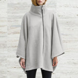 Christmas Bat Sleeve Capes Ponchos High Neck Casual 2022 Celmia Winter Coats Loose Solid Zipper Vintage Jackets Fleece