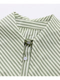 Toloer Women Green Striped Big Size Casual Blouse New Lapel Long Sleeve Loose Fit Shirt Fashion Tide Spring Autumn 2023 1DE6461 1215-0-Outfit