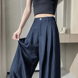 Cotton Trousers Women's Summer Thin 2025 New Ice Silk Wide Leg Trousers High Waist Hanging Sense Leisure Yamamoto