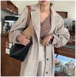 Winter Woolen Coat Women Lantern Sleeve Turn Down Collar Single Breasted Plaszcze Damskie Autumn Manteau Femme Hiver