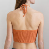 Spring And Summer New Neck Strap Knitted Vest Women Solid Sleeveless Line Open Umbilly Back