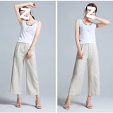 New Wide-Legged Trousers Women's Summer Nine-Point Trousers Straight Slacks Loose Large Cotton Trousers Women's Casual
