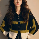 Toloer Sweater In Autumn And Winter 2025 Retro Loose Color Design With A Sense Of Collar Small Fragrant Long-Sleeved Knitted
