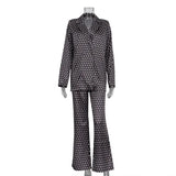 Toloer Autumn Women's Long Sleeved Lapel Micro Bell Trousers Fashion Printed Suit Suit With The Street-Outfit