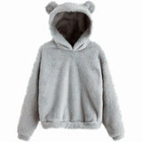 Winter New Plush Rabbit Ear Hooded Double-sided Velvet Warm Cute Sweater Casual Home Loose Pullover Fashion Tops-Outfit