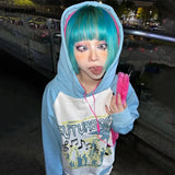 Y2k Aesthetics Hoodies 00s Harajuku Kawaii Pullover Fairycore Patchwork Sweatshirt Oversized E-girl Mall Goth