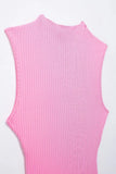 Knitted Hollow Out Back Mini Balloon Dress-Outfit