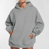 Toloer Coat Women's New Fashion Pure Color Loose Casual Temperament Long-Sleeved Hooded Winter Hoodie