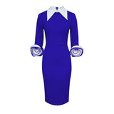Vintage Clip Clip Long Sleeve Dress Stereo Flower Party Busted