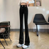 Toloer Women's Wear 2024 New Elastic High Waist Slim Show Thin Hot Girl Bell Bottoms Ins-Outfit