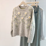 Toloer Autumn And Winter Heavy Industry Flowers Women Knitted Cardigan Fashion Women Sweet Sweater Women Coat