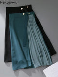 Temperament Skirt Women 2023 Faldas De Mujer High Waist Slim Fit Summer Korean Midi Jupe Patchwork Irregular Pleated