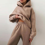 Toloer 2024 Women's Solid Color Casual Fashion Pants And Thick Long-Sleeved Hoodie Hoosuit For